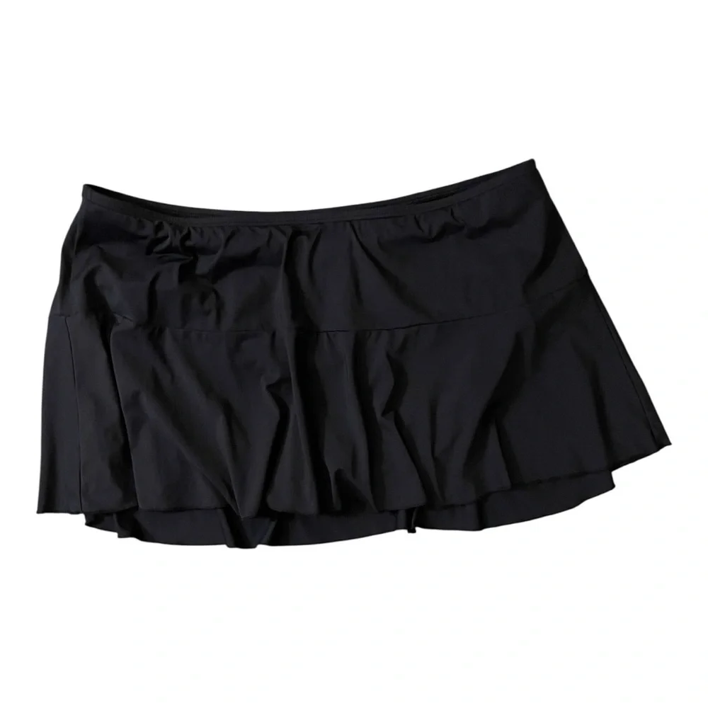 Lands' End Black Ruffle Swim Skirt